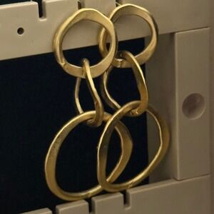 Goldtone Imperfect Circle Link Dangle / Drop Earring